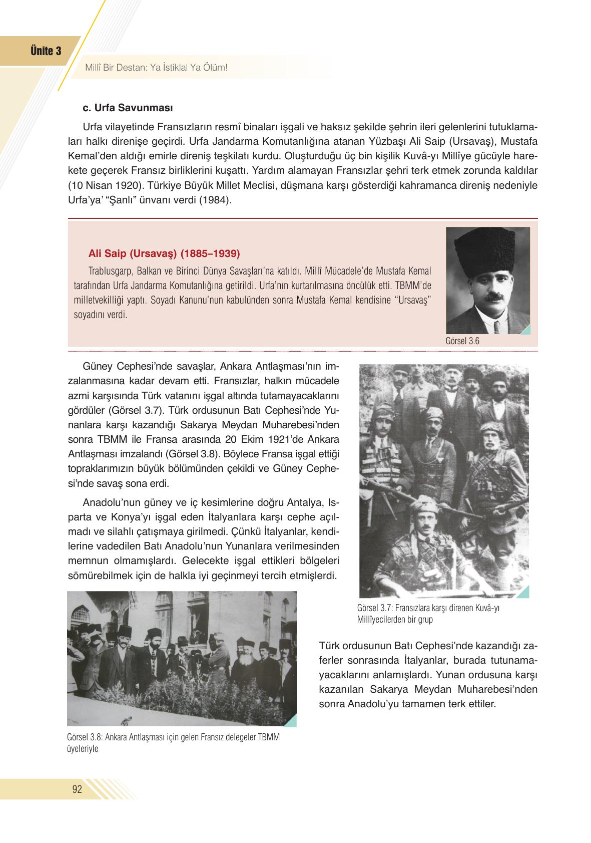 8. Sınıf Semih Ofset Sek Yayınları İnkılap Tarihi Ders Kitabı Sayfa 92 Cevapları