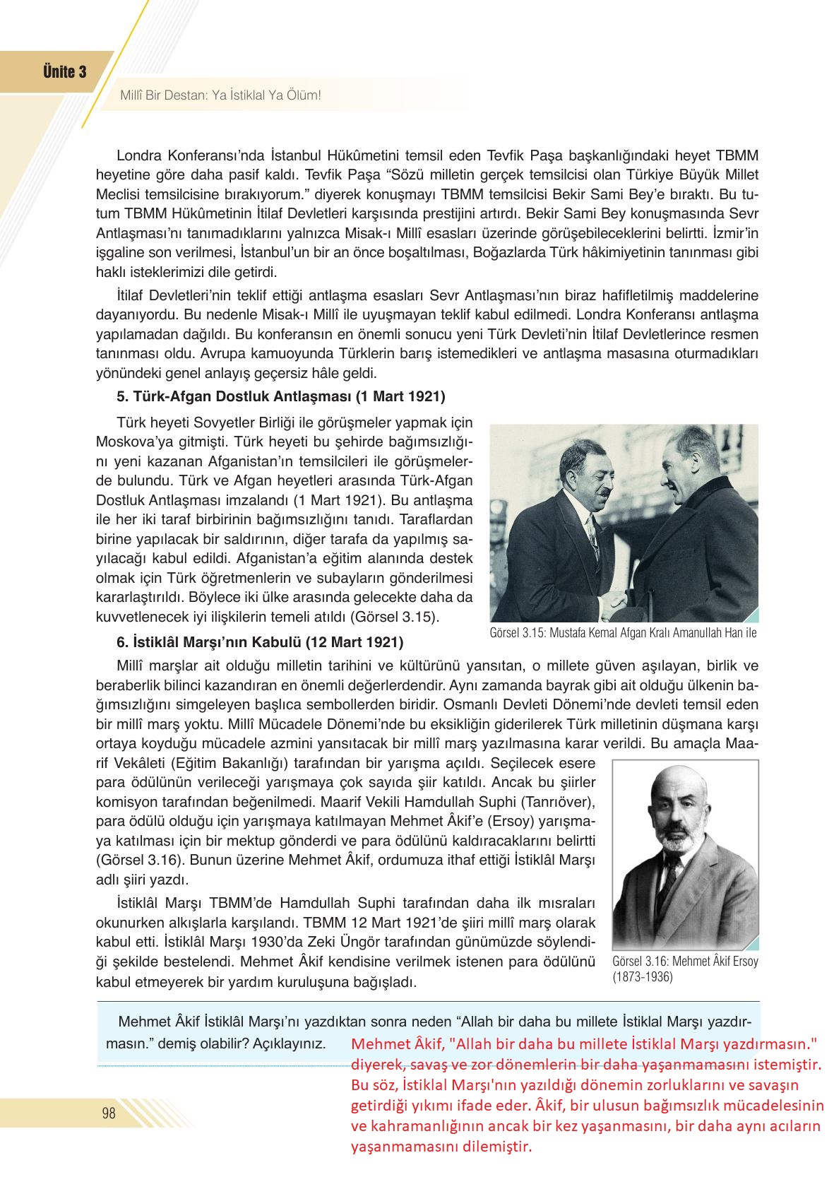 8. Sınıf Semih Ofset Sek Yayınları İnkılap Tarihi Ders Kitabı Sayfa 98 Cevapları