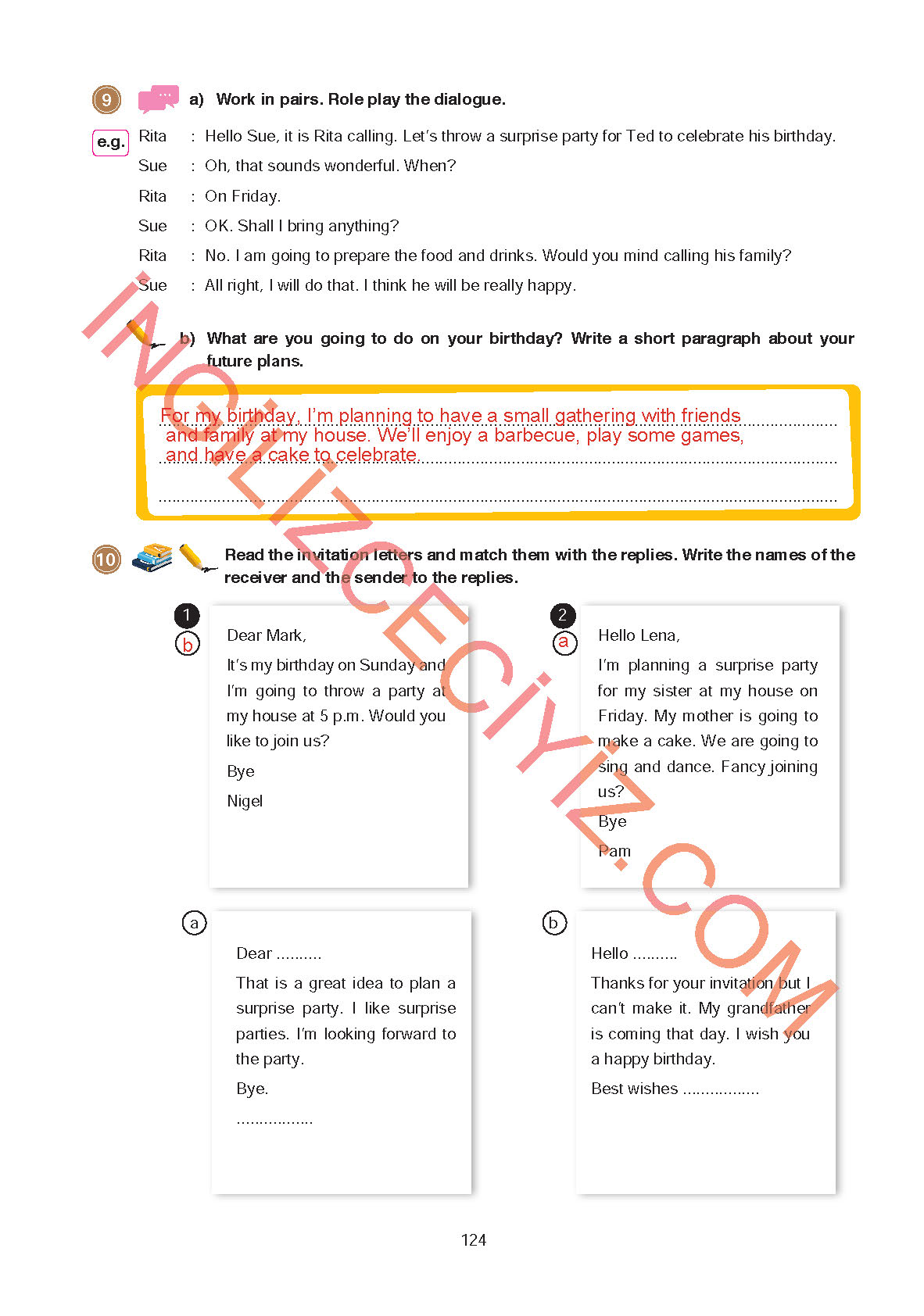 9. Sınıf Erkad Yayıncılık İngilizce Ders Kitabı Sayfa 124 Cevapları